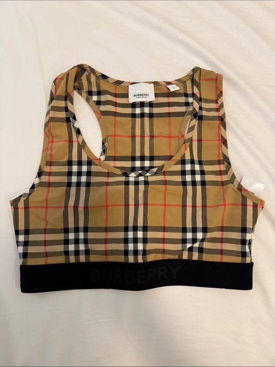 Burberry Tops - Burberry Beige Black Red Nova Check Stretch Sports Bra